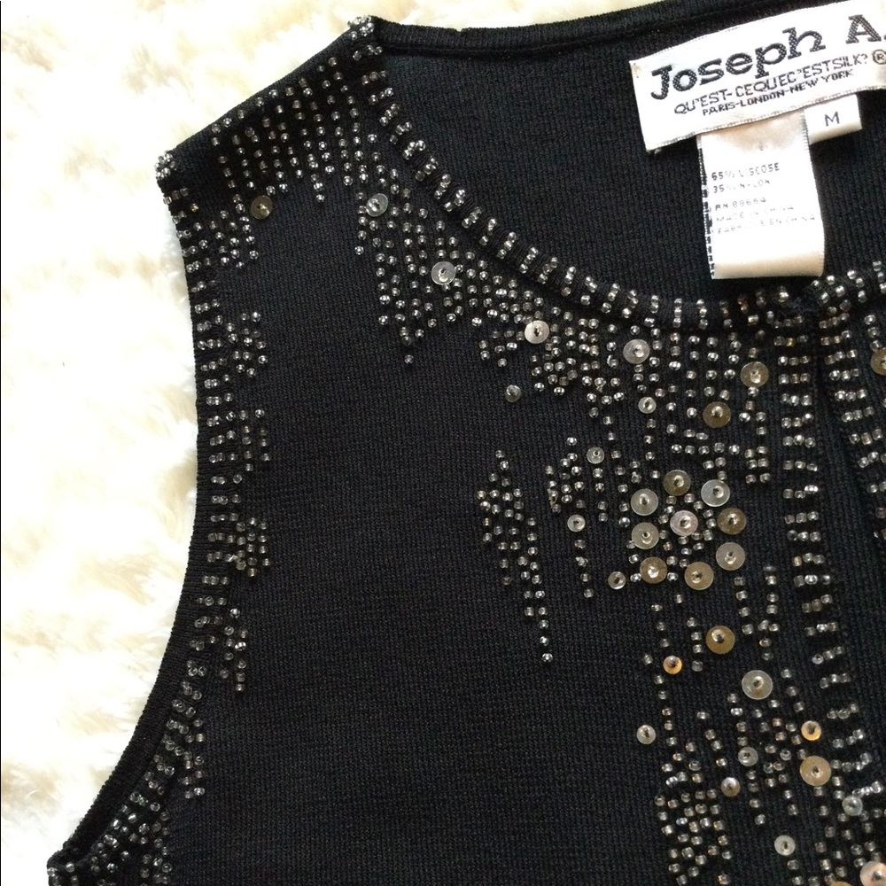 ๐2xHP!๐ VINTAGE | Joseph A. | Exquisite Beaded Sequin Sleeveless Top - Picture 7 of 15
